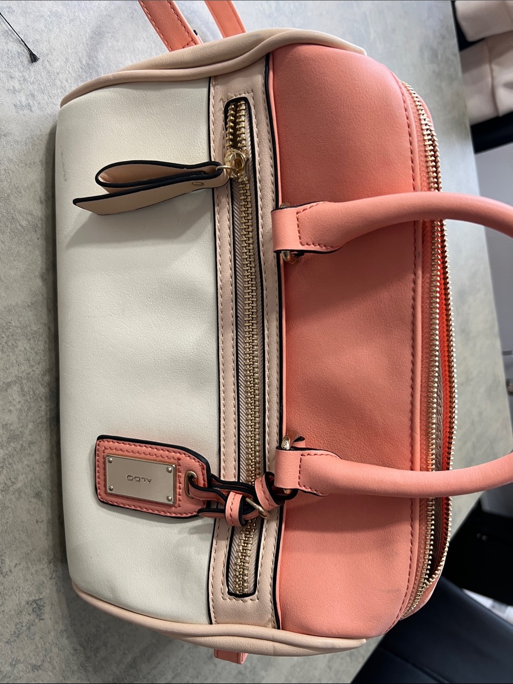ALDO Coral and White Two-Tone Satchel